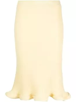 Jil Sander юбка миди с оборками, желтый