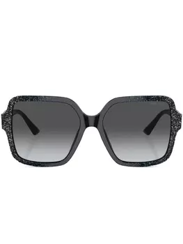 Jimmy Choo Eyewear солнцезащитные очки в квадратной оправе с блестками, черный