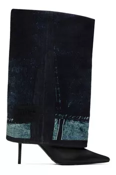 Jimmy Choo / Jean Paul Gaultier черные сапоги до колена с манжетой Jimmy Choo, мультиколор