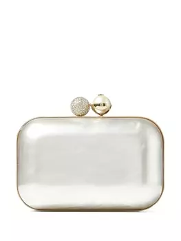Клатч Jimmy Choo Cloud с кристаллами и эффектом металлик, серебристый