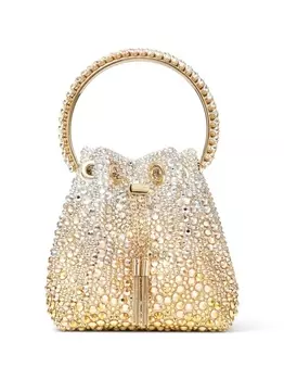 Сумка-ведро Jimmy Choo Bon Bon с кристаллами, золотистый