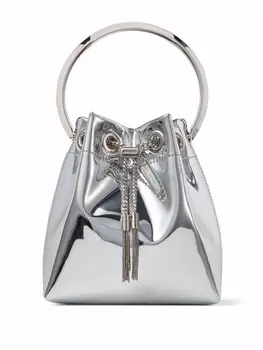 Сумка-ведро Jimmy Choo с эффектом металлик, серебристый