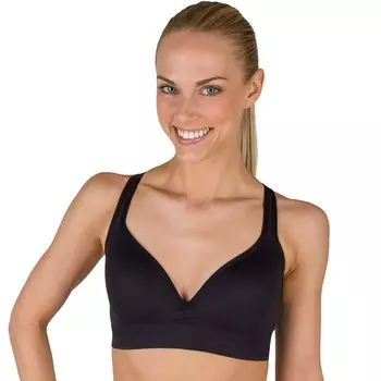Jockey Sport Bras: бесшовный формованный спортивный бюстгальтер средней ударопрочности 8126, цвет Deep Black