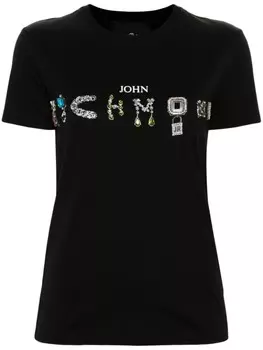 John Richmond футболка со стразами, черный