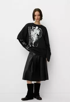 Юбка А-силуэта EFFECT BOX PLEAT Bershka, черный деним