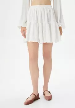 Юбка А-силуэта ELASTIC WAIST VOLUMINOUS MIDI CUTWORK Koton, белый
