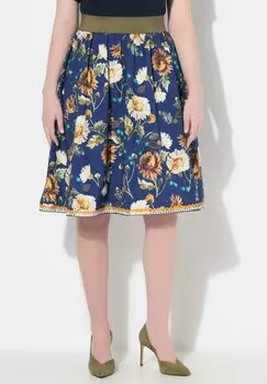 Юбка А-силуэта FLORAL Ulla Popken, темно-синий