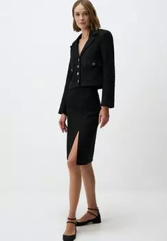 Юбка А-силуэта REGULAR WAIST CUT PATTERNED MIDI WITH SLITS Jimmy Key, черный