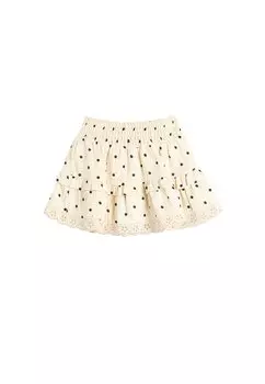 Юбка А-силуэта Ruffled Tiered Cutwork Detail Waistband Koton, бежевый