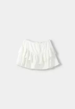 Юбка А-силуэта RUFFLES Bershka, белый