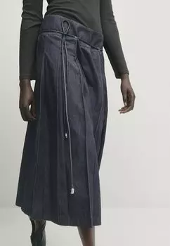 Юбка А-силуэта WITH SEAMS Massimo Dutti, цвет mottled dark blue