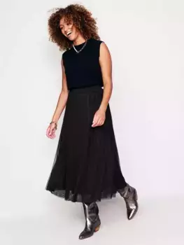 Юбка Boden Isabella Tulle Midi, черный