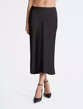 Юбка Calvin Klein Satin Midi, черный