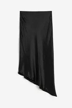 Юбка H&M Asymmetric Satin, черный