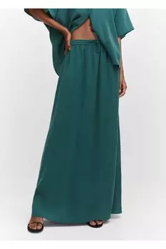 Юбка из модала с эластичной резинкой на талии Mango, зеленый