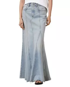 Юбка макси Alma Denim ALLSAINTS, синий