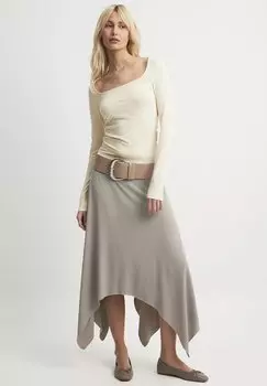 Юбка макси FLOWY NA-KD, серый