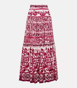 Юбка макси из хлопкового поплина Majolica DOLCE&GABBANA, розовый