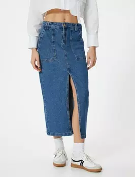 Юбка макси Koton Skirt, синий деним