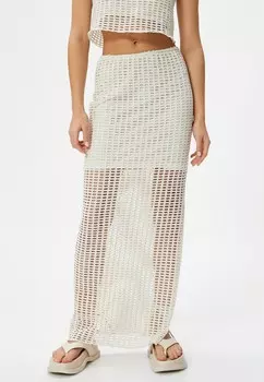 Юбка макси MIDI RISE SIDE SLIT DETAIL Koton, бежевый
