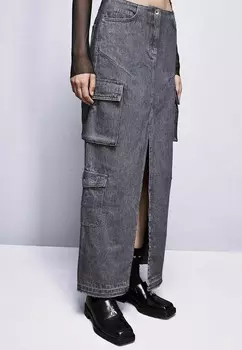 Юбка макси Patrizia Pepe, серый деним