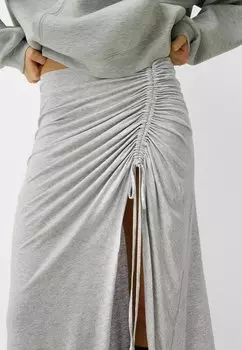 Юбка макси RUFFLES Bershka, серый