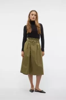Юбка-Миди А-силуэта в стиле брюк-карго с поясом Vero Moda, зеленый