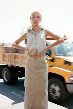 Юбка миди cargo ZARA, кэмел