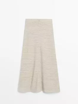 Юбка миди Co-Ord с меланжевой деталью Massimo Dutti, хаки