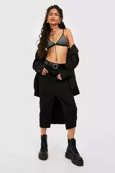 Юбка миди из денима Boohoo, черный