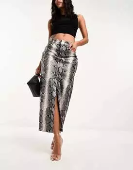 Юбка миди из искусственной кожи ASOS