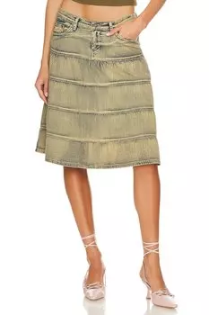 Юбка миди Jaded London Denim Prairie, цвет Blue Vintage Wash