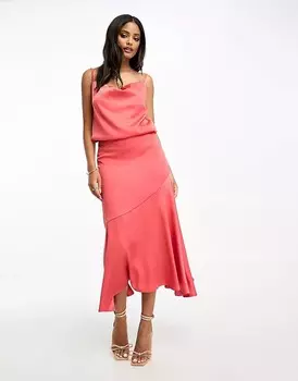 Юбка-миди Little Mistress Satin Bias Co-ord, персиковый