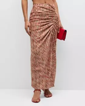 Юбка миди Mable с шевроном Ramy Brook, цвет Pink Punch Chevron