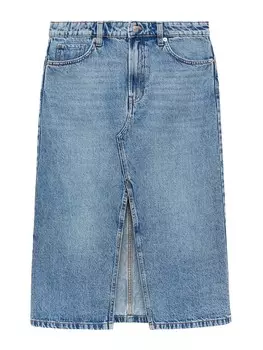Юбка миди MANGO Skirt SOLE, синий деним