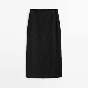 Юбка-миди Massimo Dutti Textured Wrap, черный