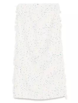 Юбка миди с бахромой MSGM, белый