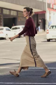 Юбка миди с боковой полосой ZARA, цвет Mid-camel