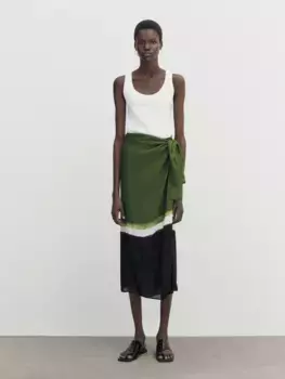 Юбка миди с покрытием tie dye Massimo Dutti, зеленый