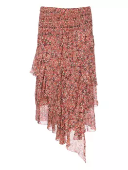 Юбка миди с узором и оборками MARANT TOILE, красный