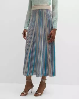 Юбка миди в полоску Lodola2 Marella, цвет Turquoise