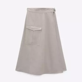 Юбка миди Zara Cargo, бежевый