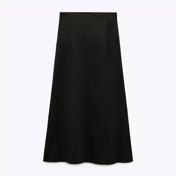 Юбка миди Zara Layered, черный