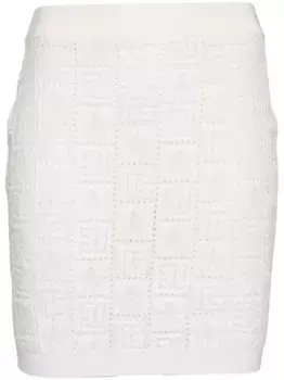 Юбка мини с монограммой BALMAIN, белый