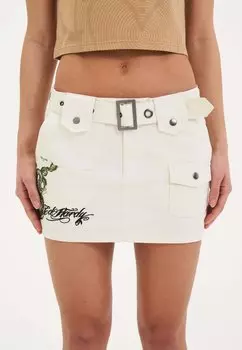 Юбка мини TWISTED DRAGON Ed Hardy, бежевый