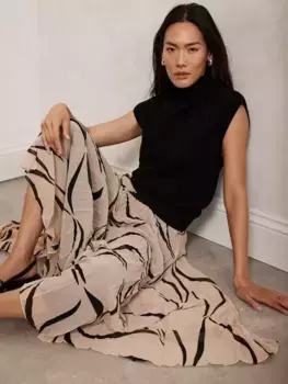 Юбка Mint Velvet Graphic Pleated Maxi, цвет beige/black