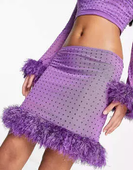 Юбка Miss Selfridge Hotfix Mini, фиолетовый