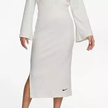 Юбка Nike Sportswear Women's High-Waisted Ribbed Jersey, белый