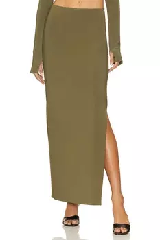 Юбка Norma Kamali Side Slit Long, милитари
