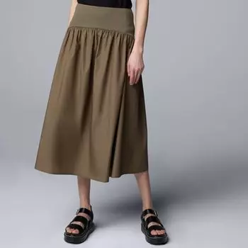 Юбка Petite из смешанных материалов Simply Vera Vera Wang, цвет olive tapenade